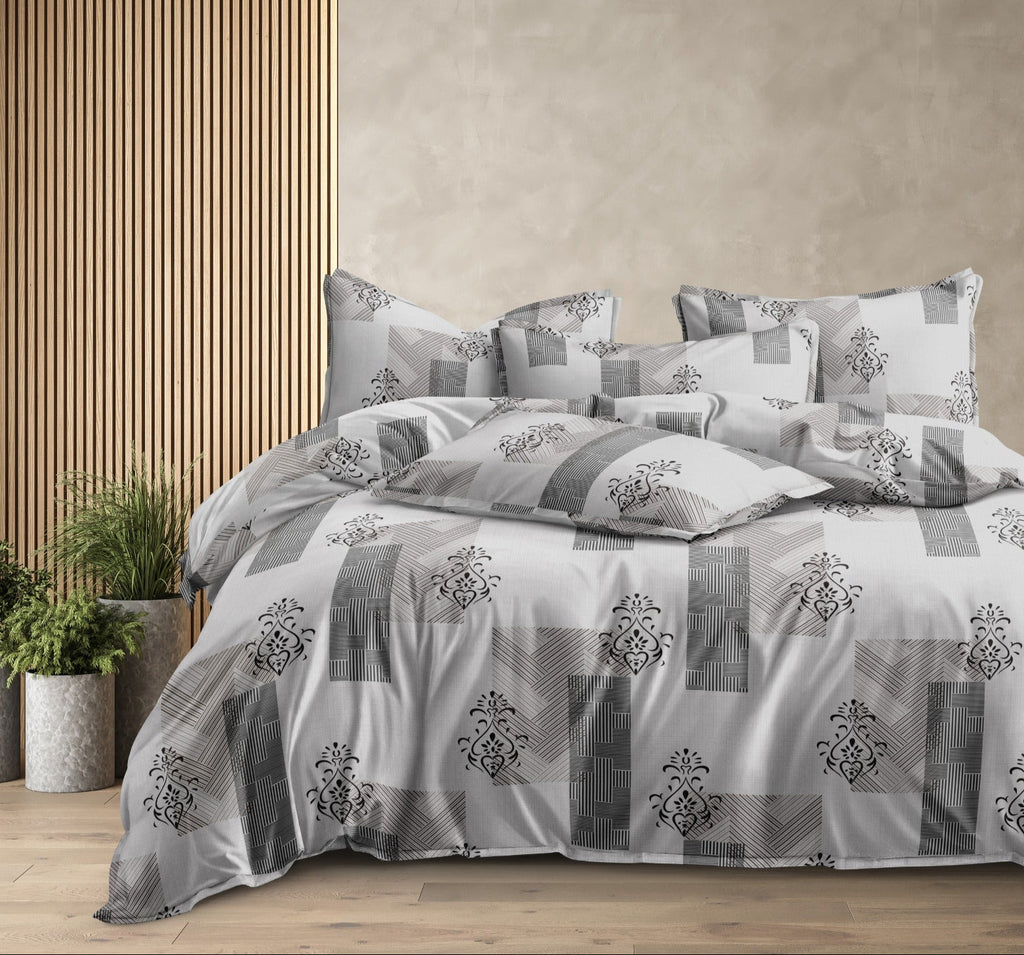 Soft Ac Comforter Set Monochrome Royal ( 4 pc Set,King size)