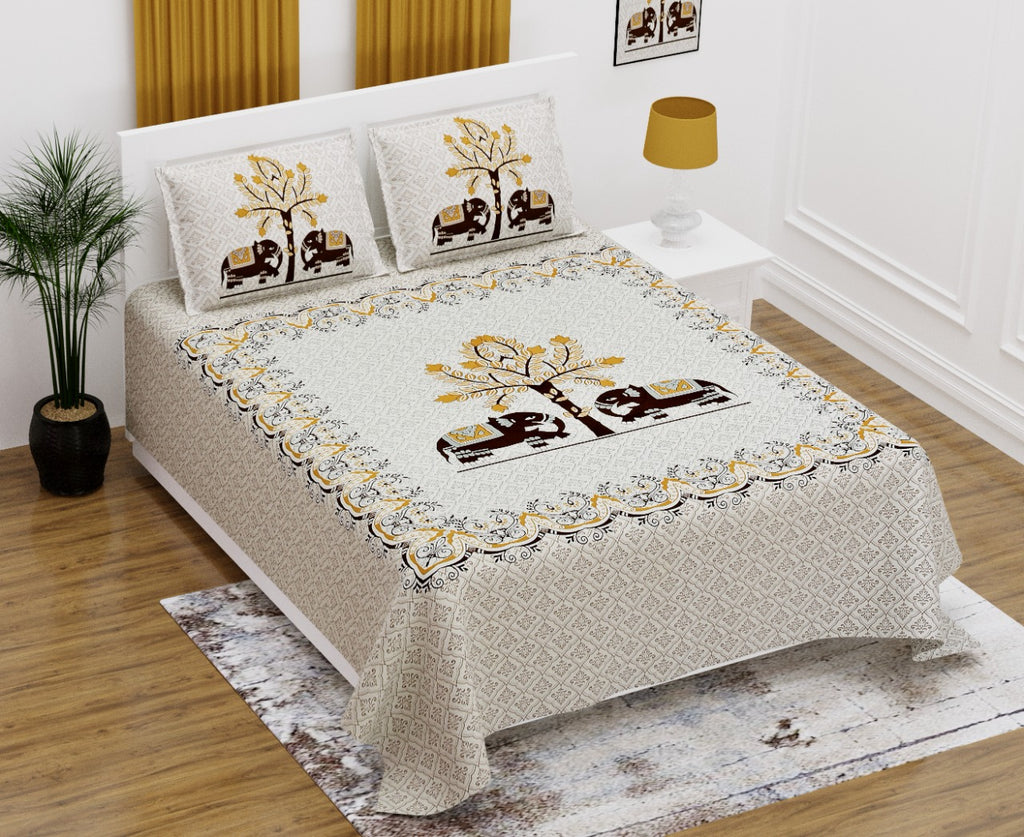 Royal Floral Cotton Printed Double Bedsheet (100*108 inch)