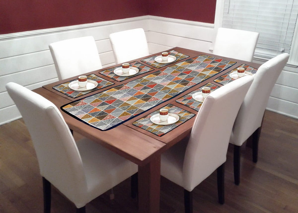 Dining Table Mat 6 Pieces with Runner Set