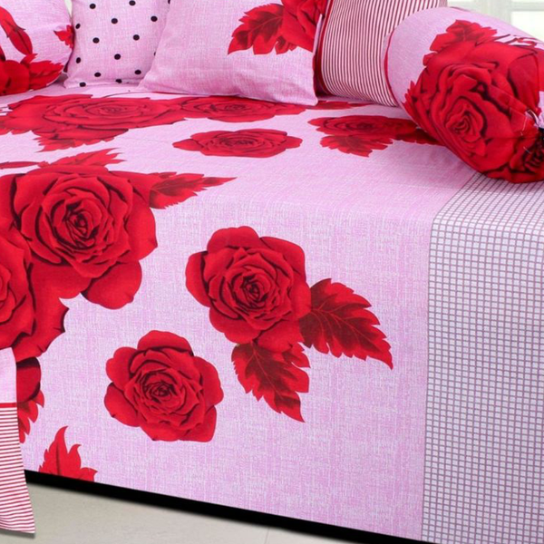 Flower Design Single Bedsheet ( 100% cotton, 8pc set, Diwan set )