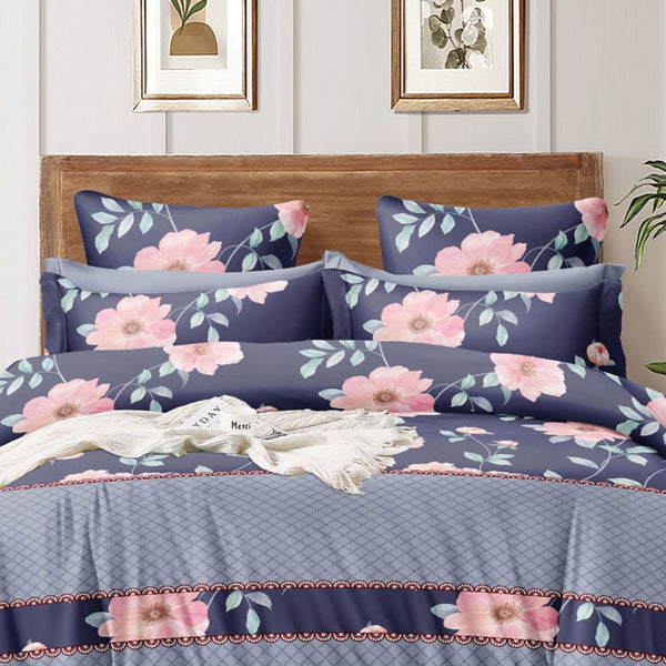 Super Soft Cross Floral Design Double Bedsheet ( 90*100inch, King )