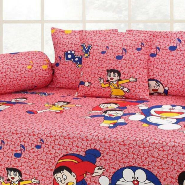 Doraemon Single Bedsheet ( 100% cotton, 8pc set, Diwan set )